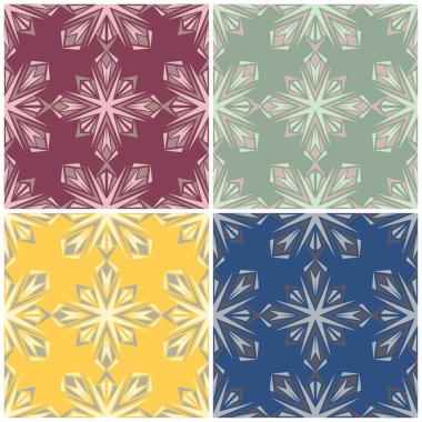 Çiçek desenleri sorunsuz. Renkli arka planlar ile tekstil ve duvar kağıtları için çiçek öğeleri kümesi