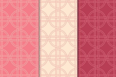 Kiraz kırmızısı geometrik süsler. Web, Tekstil ve duvar kağıtları için dikey Dikişsiz desen seti