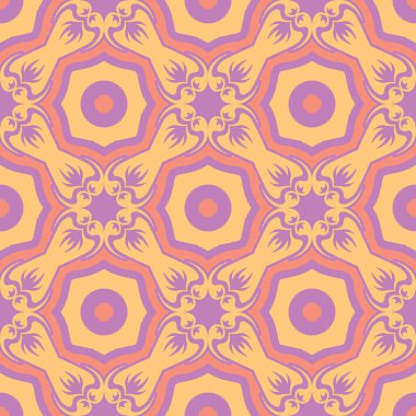 Çiçek seamless modeli. Tekstil ve duvar kağıtları için renkli tasarımı ile parlak mor arka plan