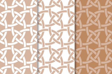 Web, Tekstil ve duvar kağıtları için geometrik Dikişsiz desen kahverengi ve beyaz set