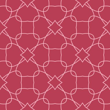 Kırmızı ve soluk pembe geometrik süsleme. Web, Tekstil ve duvar kağıtları için seamless modeli