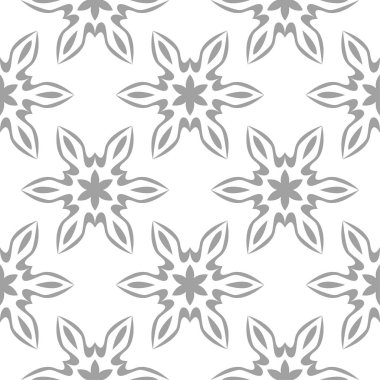 Beyaz arka plan üzerine açık gri çiçek süsleme. Tekstil ve duvar kağıtları için seamless modeli