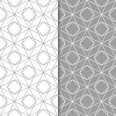 Gri ve beyaz geometrik parmak izi. Web, Tekstil ve duvar kağıtları için dikişsiz desen seti