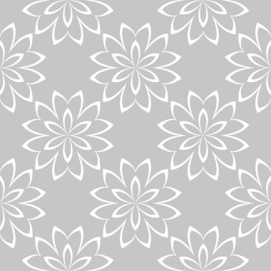 Gri ve beyaz çiçek süsleme. Tekstil ve duvar kağıtları için seamless modeli