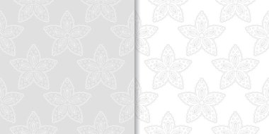 Işık gri çiçek arka planlar. Tekstil ve duvar kağıtları için dikişsiz desen seti