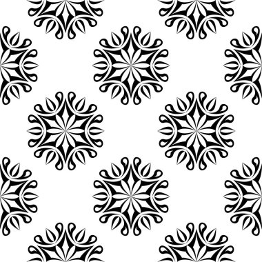 Beyaz arka planda siyah çiçek süsleme. Tekstil ve duvar kağıtları için seamless modeli