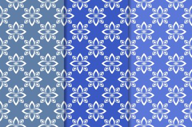 Çiçek süsler kümesi. Mavi dikey Dikişsiz desen. Duvar kağıdı arka plan