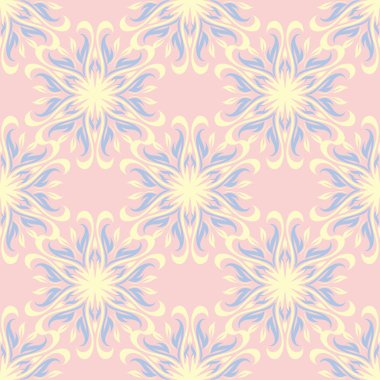 Çiçek sorunsuz arka plan. Duvar kağıtları, Tekstil ve kumaş için pembe, mavi ve sarı çiçek deseni