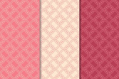 Kiraz kırmızısı geometrik süsler. Web, Tekstil ve duvar kağıtları için dikey Dikişsiz desen seti