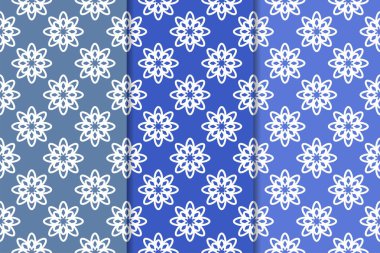 Çiçek süsler kümesi. Mavi dikey Dikişsiz desen. Duvar kağıdı arka plan