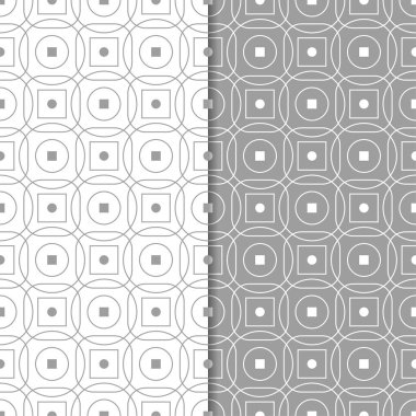 Gri ve beyaz geometrik süsler. Web, Tekstil ve duvar kağıtları için dikişsiz desen seti