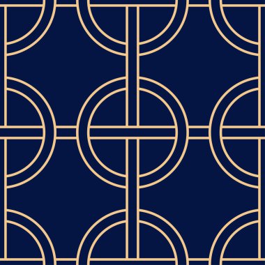 Altın mavi geometrik süsleme. Web, Tekstil ve duvar kağıtları için seamless modeli