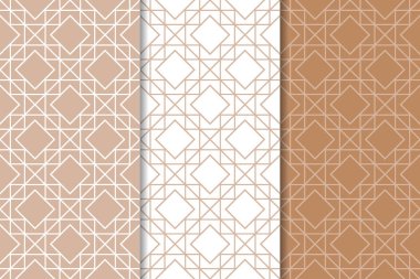 Web, Tekstil ve duvar kağıtları için dikişsiz desen kahverengi ve beyaz geometrik dizi