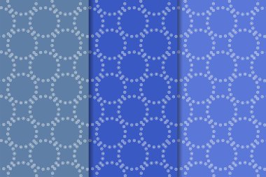 Mavi geometrik süsler. Web, Tekstil ve duvar kağıtları için dikey Dikişsiz desen seti