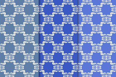 Çiçek süsler kümesi. Mavi dikey Dikişsiz desen. Duvar kağıdı arka plan