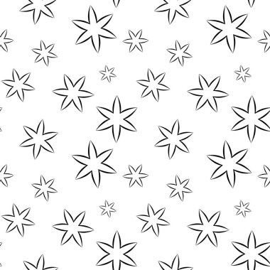 Beyaz arka planda siyah çiçek süsleme. Tekstil ve duvar kağıtları için seamless modeli