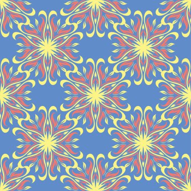 Çiçek mavi seamless modeli. Renkli çiçek arka plan duvar kağıtları, Tekstil ve kumaş için