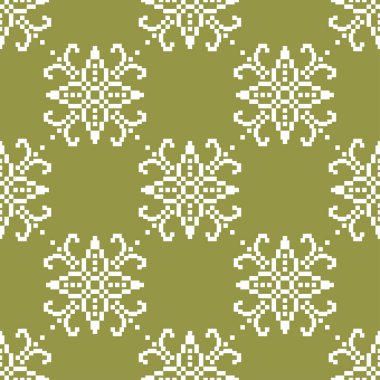 Zeytin yeşil zemin üzerine beyaz çiçekler. Tekstil ve duvar kağıtları için süs seamless modeli