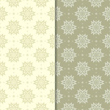 Zeytin yeşili çiçek arka planlar. Tekstil ve duvar kağıtları için dikişsiz desen seti