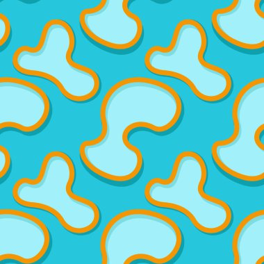 Seamless soyut geometrik 3d modeli. Mavi ve turuncu arka plan. Vektör çizim