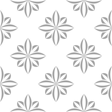 Beyaz ışık gri çiçek süsleme. Tekstil ve duvar kağıtları için seamless modeli