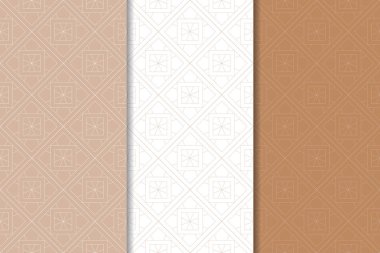 Web, Tekstil ve duvar kağıtları için dikişsiz desen kahverengi ve beyaz geometrik dizi
