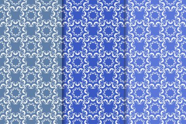 Çiçek süsler kümesi. Mavi dikey Dikişsiz desen. Duvar kağıdı arka plan