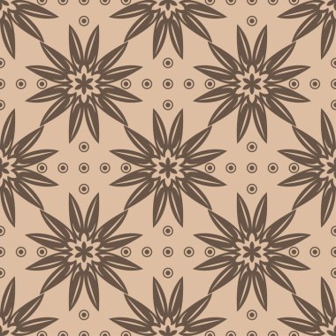 Bej renkli arka plan üzerinde kahverengi çiçek tasarım. Tekstil ve duvar kağıtları için seamless modeli