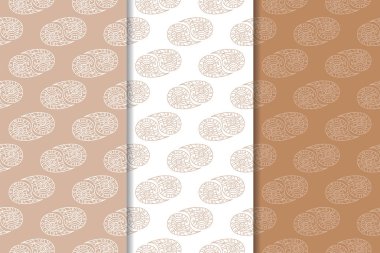 Kahverengi çiçek arka planlar. Tekstil ve duvar kağıtları için dikişsiz desen seti