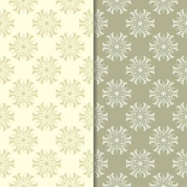 Zeytin yeşili çiçek arka planlar. Tekstil ve duvar kağıtları için dikişsiz desen seti