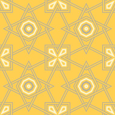 Sarı geometrik arka plan. Parlak Dikişsiz desen duvar kağıtları, Tekstil ve kumaş için
