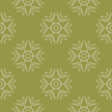 Zeytin yeşili çiçek süsleme. Tekstil ve duvar kağıtları için seamless modeli