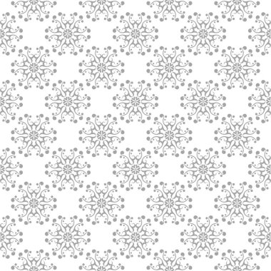 Beyaz arka plan üzerine açık gri çiçek süsleme. Tekstil ve duvar kağıtları için seamless modeli