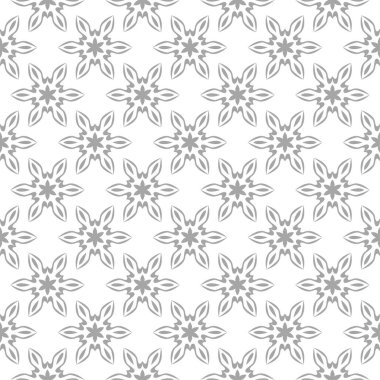 Beyaz arka plan üzerine açık gri çiçek süsleme. Tekstil ve duvar kağıtları için seamless modeli