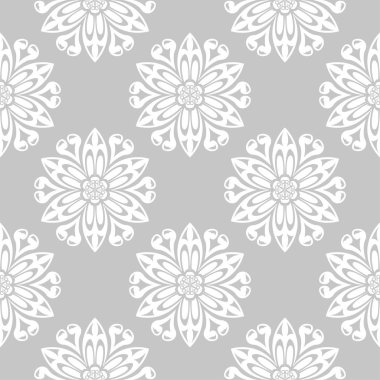 Gri ve beyaz çiçek süsleme. Tekstil ve duvar kağıtları için seamless modeli