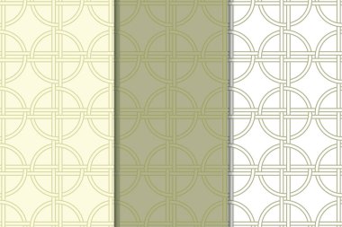 Zeytin yeşili ve beyaz geometrik süsler. Web, Tekstil ve duvar kağıtları için dikey Dikişsiz desen seti