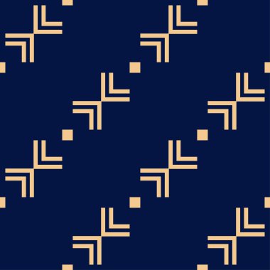 Altın mavi geometrik süsleme. Web, Tekstil ve duvar kağıtları için seamless modeli