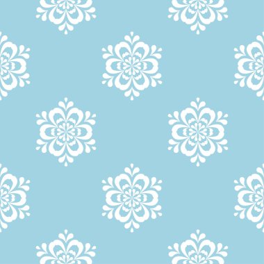 Mavi ve beyaz çiçek süsleme. Tekstil ve duvar kağıtları için seamless modeli