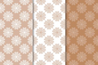 Kahverengi çiçek arka planlar. Tekstil ve duvar kağıtları için dikişsiz desen seti