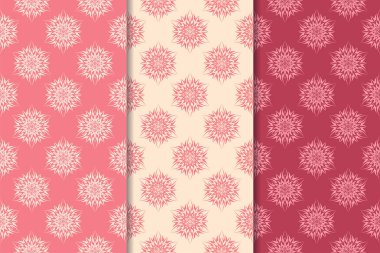 Kiraz kırmızı çiçek desenleri kümesi. Dikey Dikişsiz desen. Duvar kağıdı arka plan