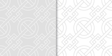 Geometrik süsler kümesi. Web, Tekstil ve duvar kağıtları için ışık gri Dikişsiz desen