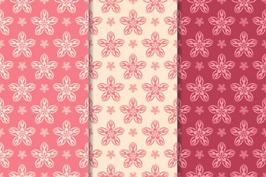 Çiçek süsler kümesi. Kiraz kırmızısı dikey Dikişsiz desen. Duvar kağıdı arka plan