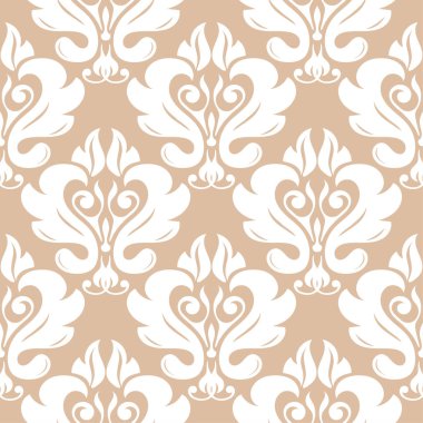 Bej ve beyaz çiçek süsleme. Tekstil ve duvar kağıtları için seamless modeli