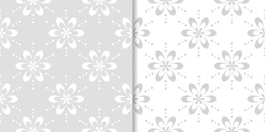 Işık gri çiçek arka planlar. Tekstil ve duvar kağıtları için dikişsiz desen seti