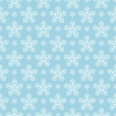 Beyaz ve mavi çiçek süs tasarım. Tekstil ve duvar kağıtları için seamless modeli