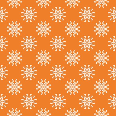 Turuncu çiçek süsleme beyaz elemanları ile. Tekstil ve duvar kağıtları için seamless modeli