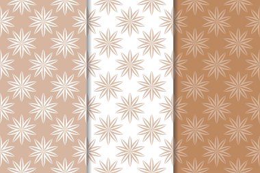 Kahverengi çiçek süsler. Tekstil ve duvar kağıtları için dikey Dikişsiz desen seti