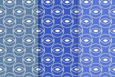 Geometrik süsler kümesi. Web, Tekstil ve duvar kağıtları için mavi dikey Dikişsiz desen