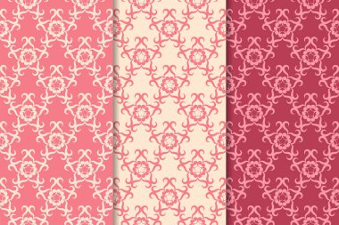 Kiraz kırmızı çiçek desenleri kümesi. Dikey Dikişsiz desen. Duvar kağıdı arka plan