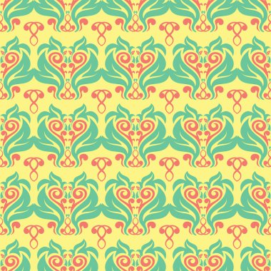 Çiçek seamless modeli. Arka plan duvar kağıtları, Tekstil ve kumaş için pembe ve yeşil çiçek öğeleri ile parlak renkli